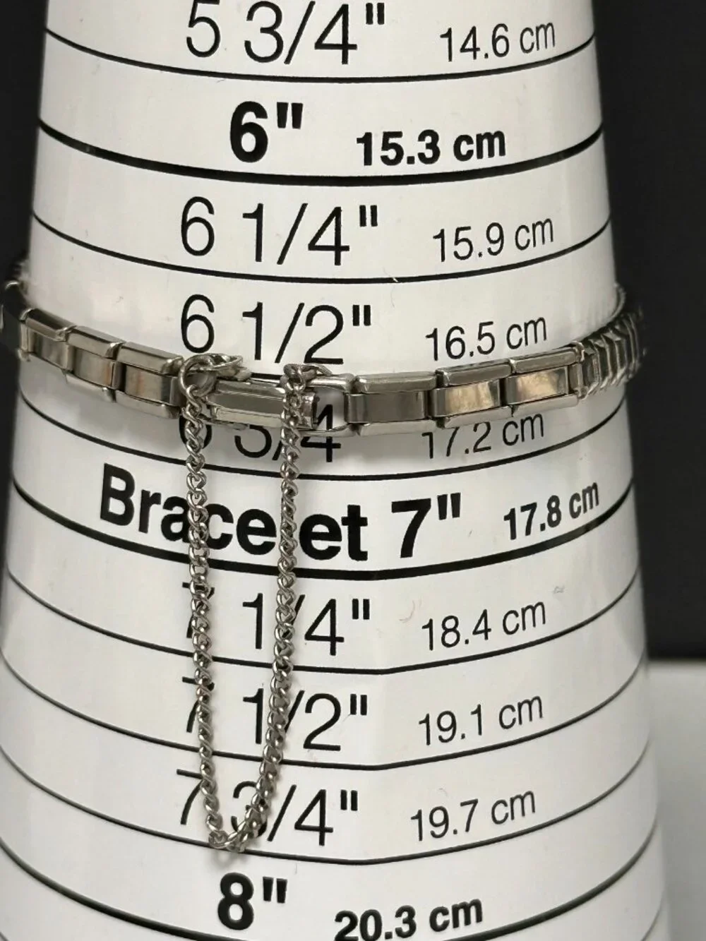 Caravelle Watch Silver Tone Small Dial 16MM Dainty Safety Chain Manual Wind